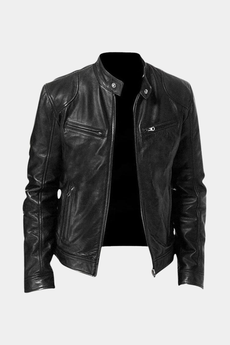 Chaqueta de piel en negro