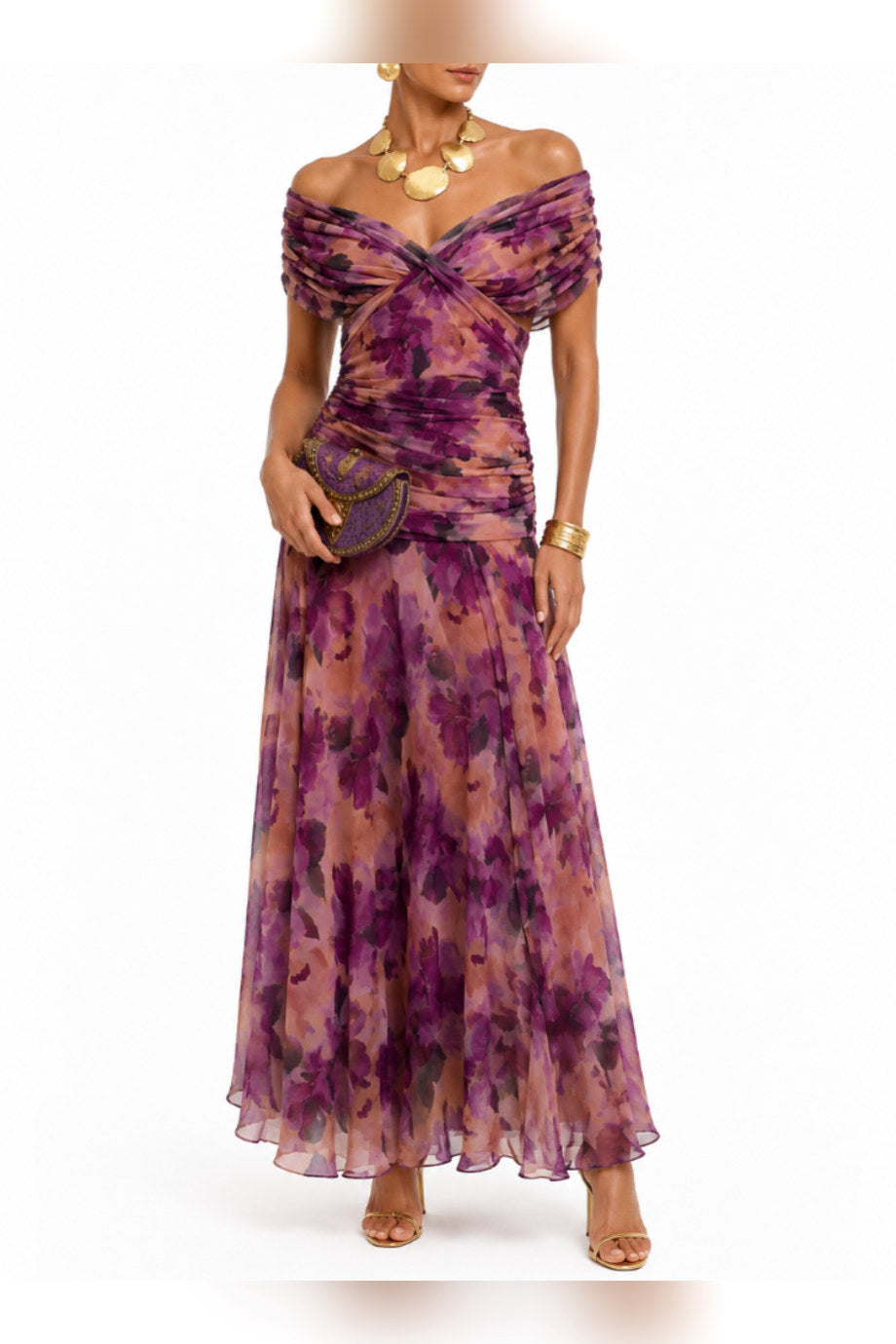 Eloísa — Vestido largo de gasa floral