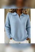 Jersey polo de punto suave en azul claro