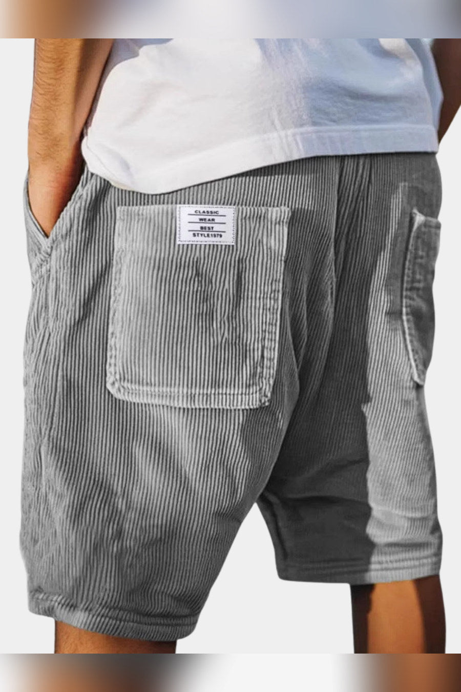 Pantalón corto de pana en gris