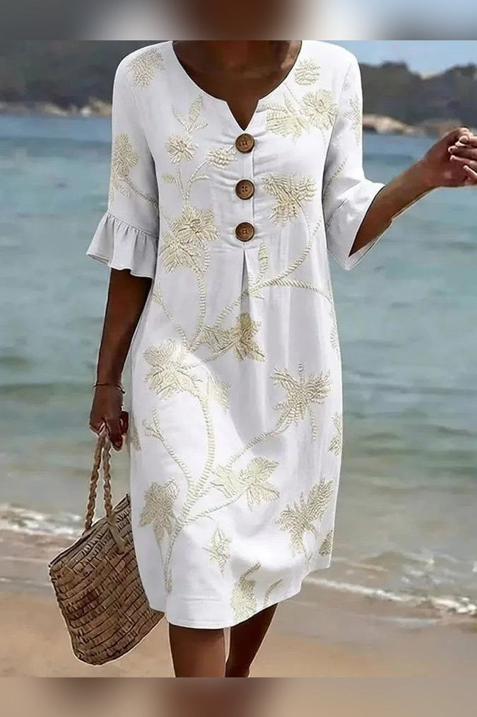 Vestido de estampado floral en blanco
