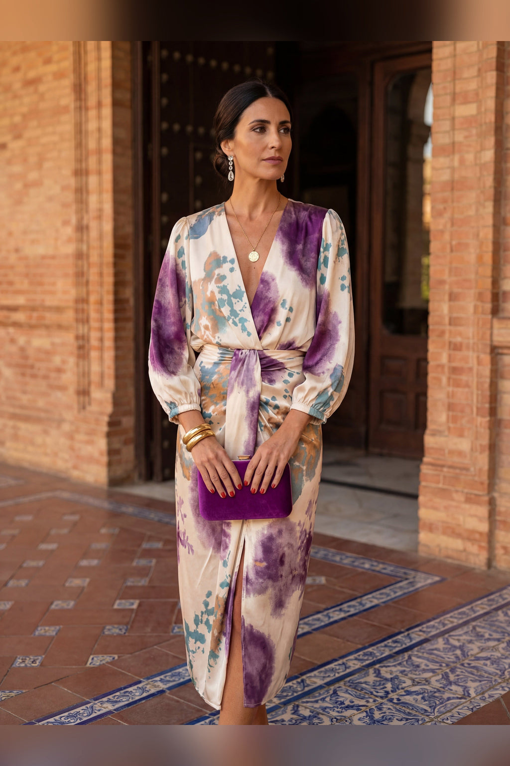 Berta — Vestido midi cruzado con cinturón