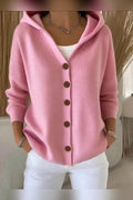 Chaqueta de punto con capucha en rosa