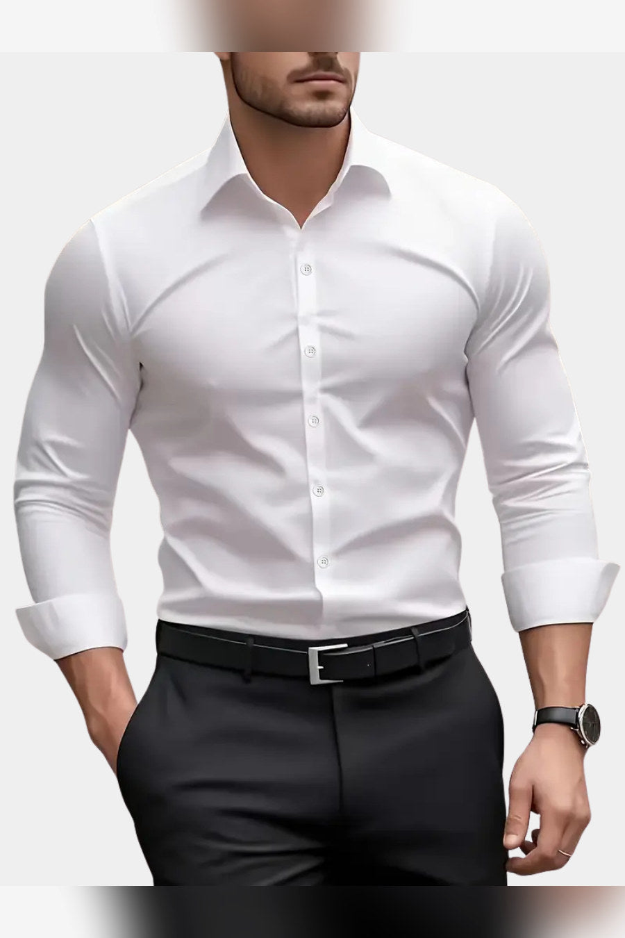 Camisa transpirable de manga larga en blanco