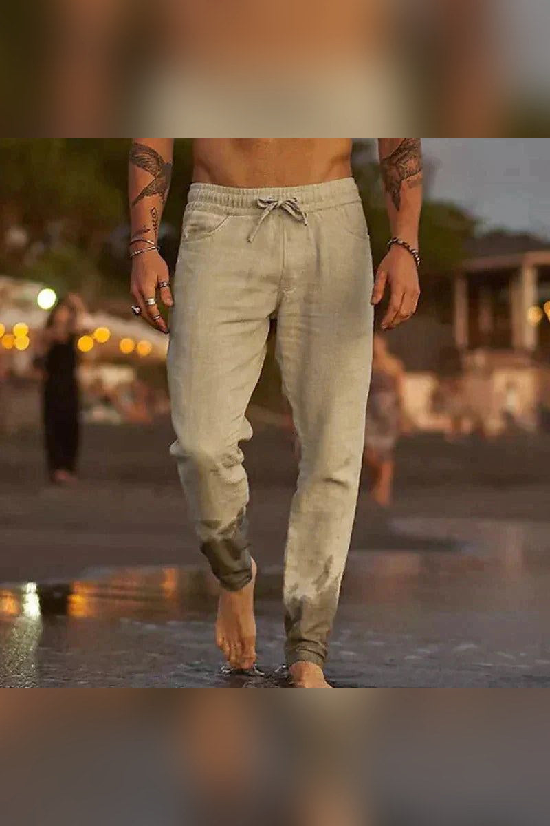 Pantalón de lino de verano en caqui