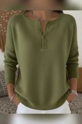 Jersey de punto con botones en verde oliva