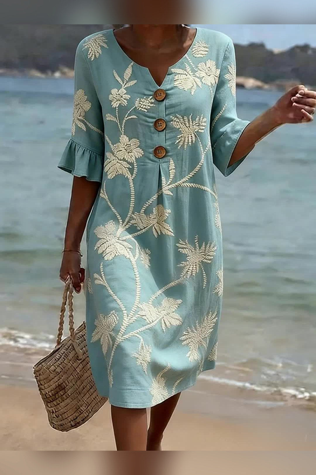 Vestido de estampado floral en azul en azul