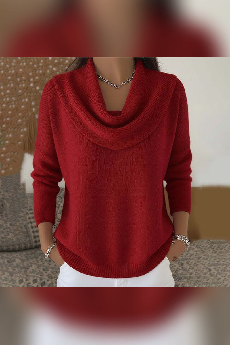 Jersey con cuello drapeado en rojo
