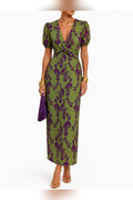 Ernestina — Vestido largo floral con manga abullonada