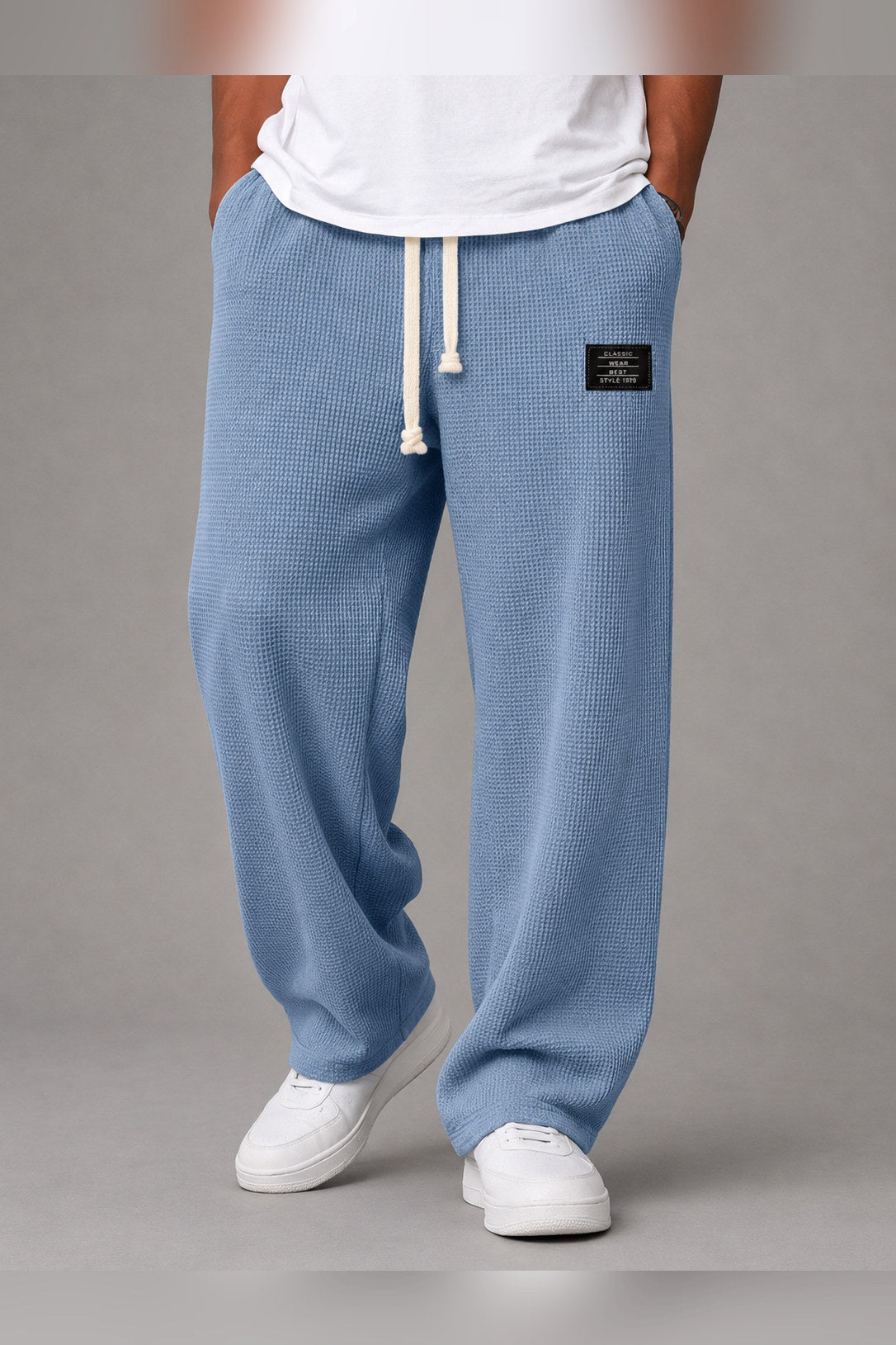 Pantalón de lino de corte relajado en azul