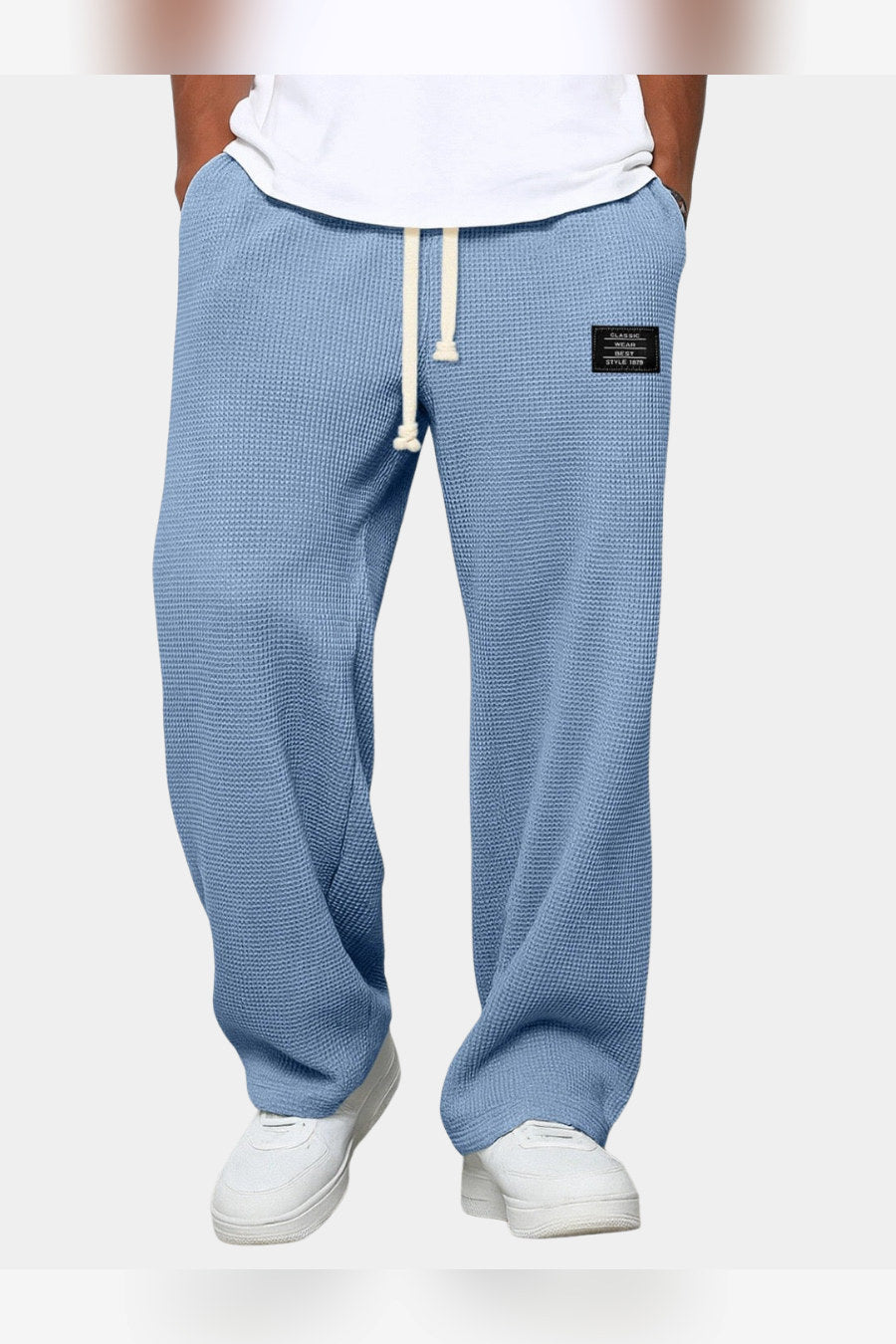 Pantalón de lino de corte relajado en azul