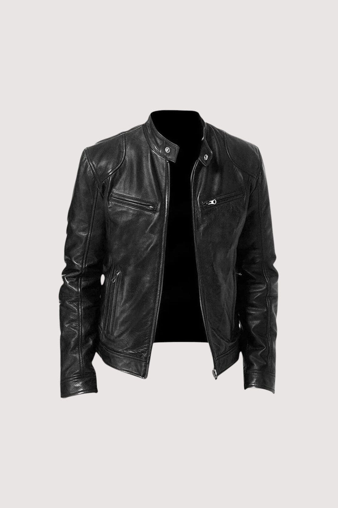 Chaqueta de piel en negro