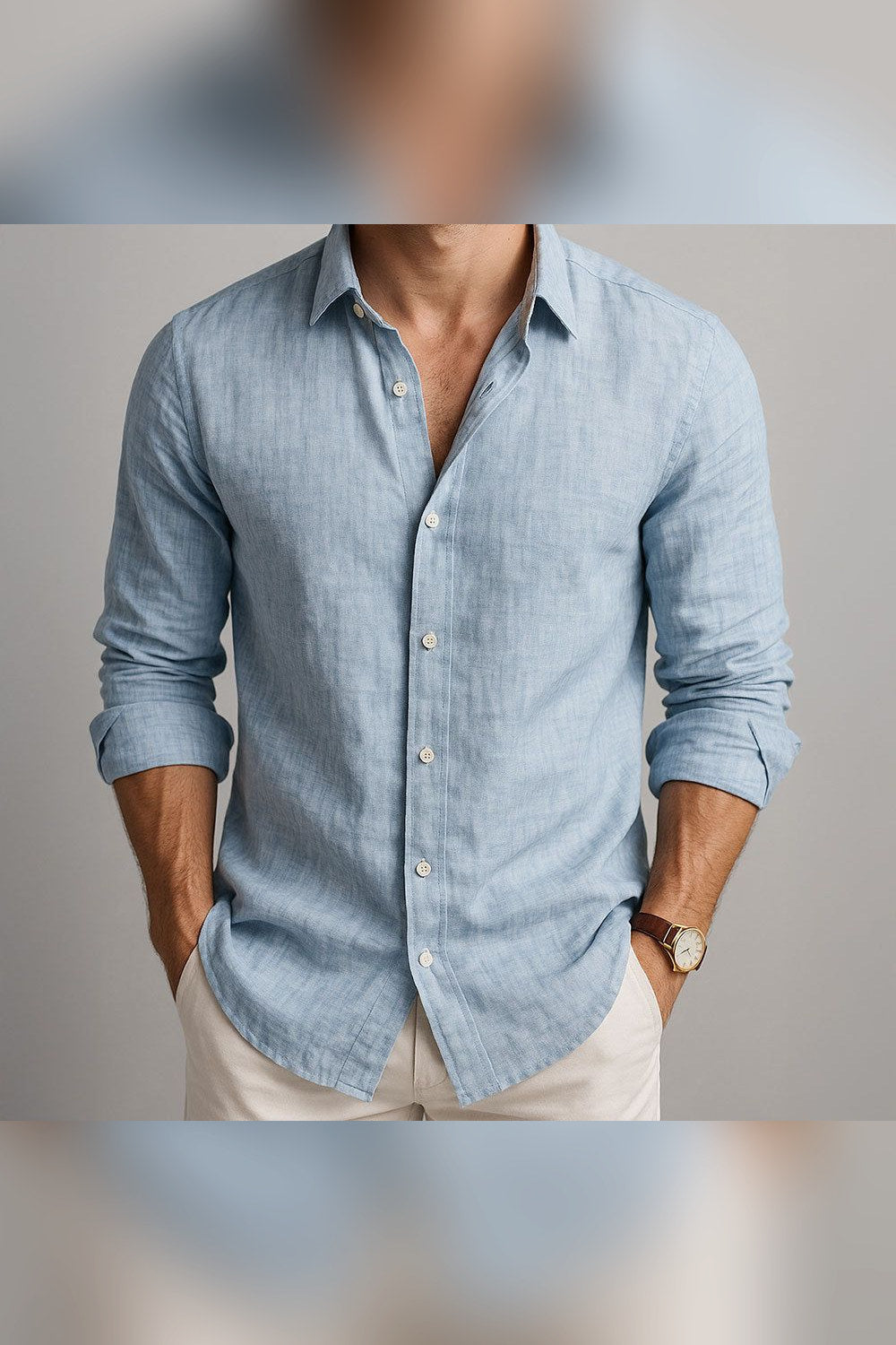 Camisa esencial de lino en azul