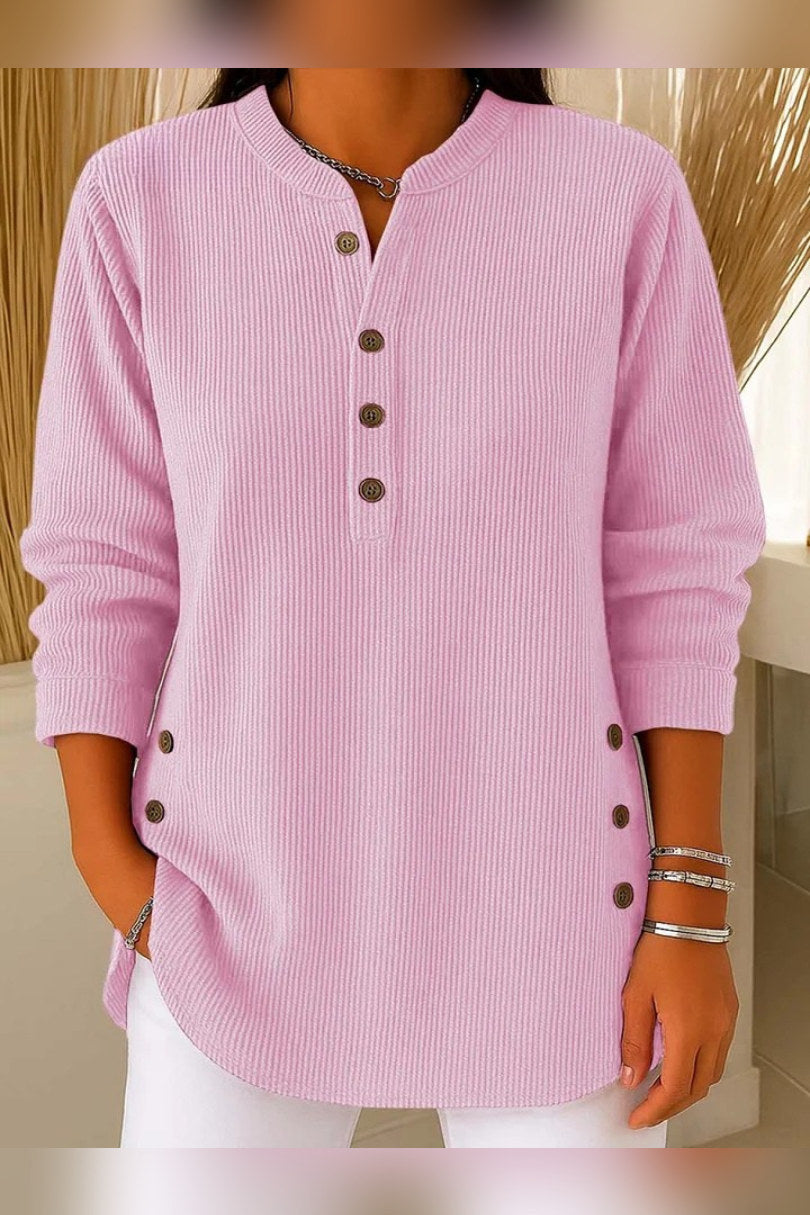 Túnica de punto con botones en rosa suave