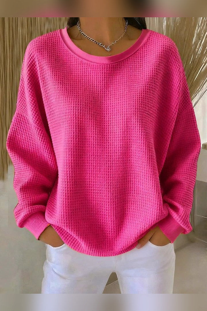 Jersey gofrado de canalé en fucsia