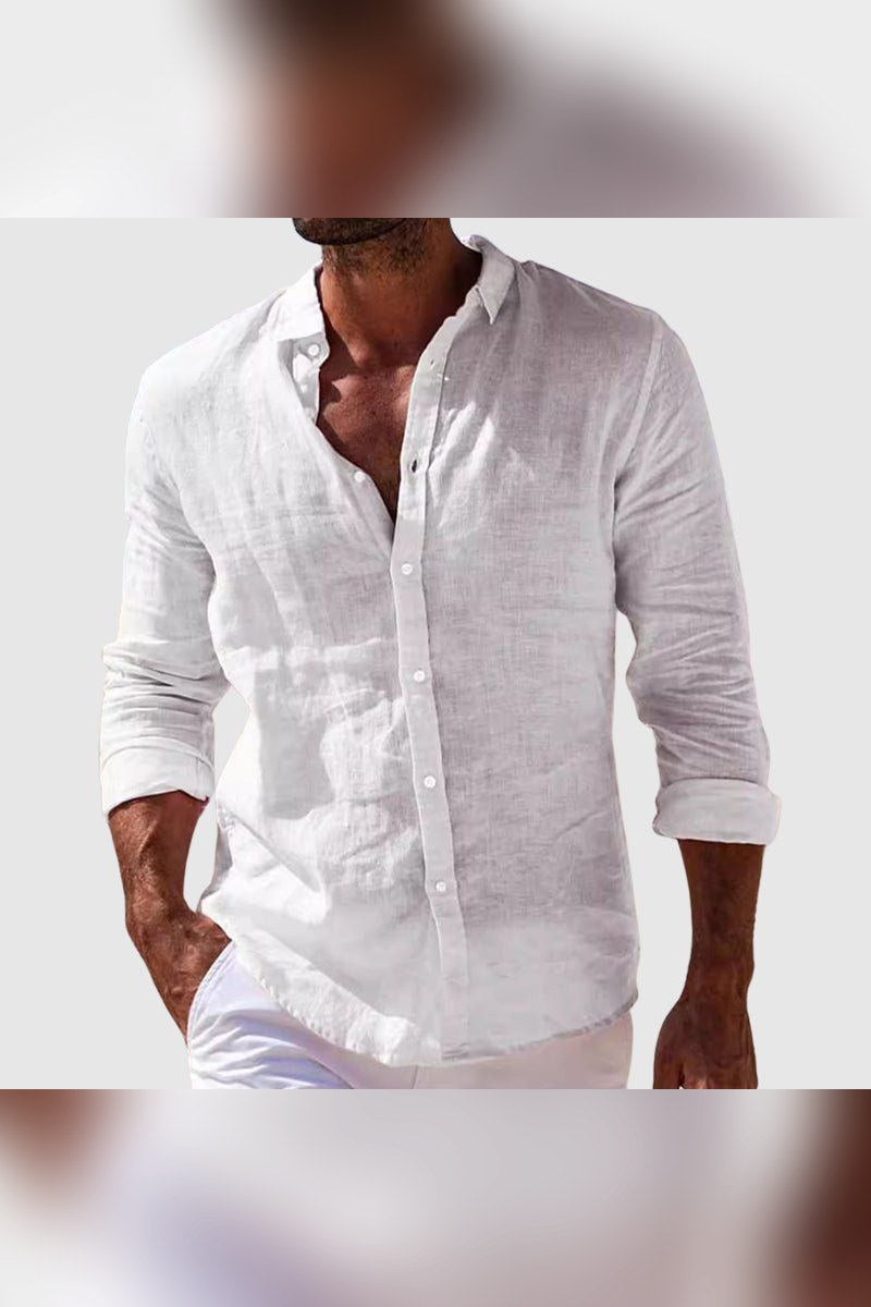 Camisa de lino de vestir en blanco