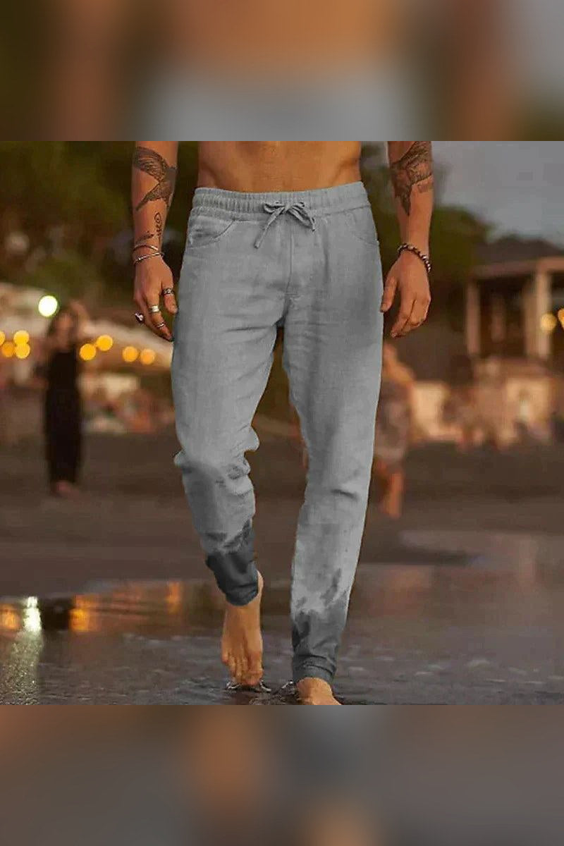 Pantalón de lino de verano en gris
