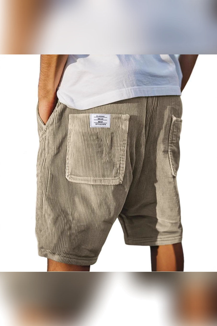 Pantalón corto de pana en caqui