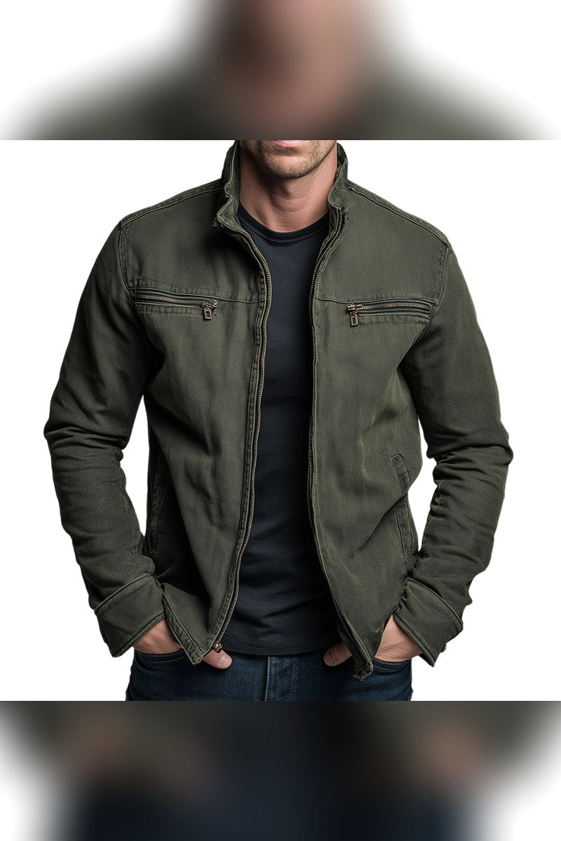 Chaqueta militar de algodón en verde oliva