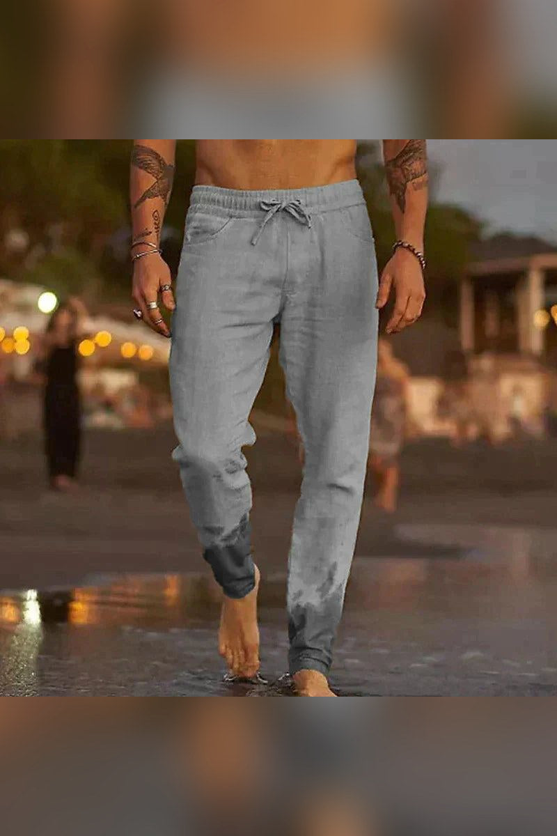 Pantalón de lino de playa en gris