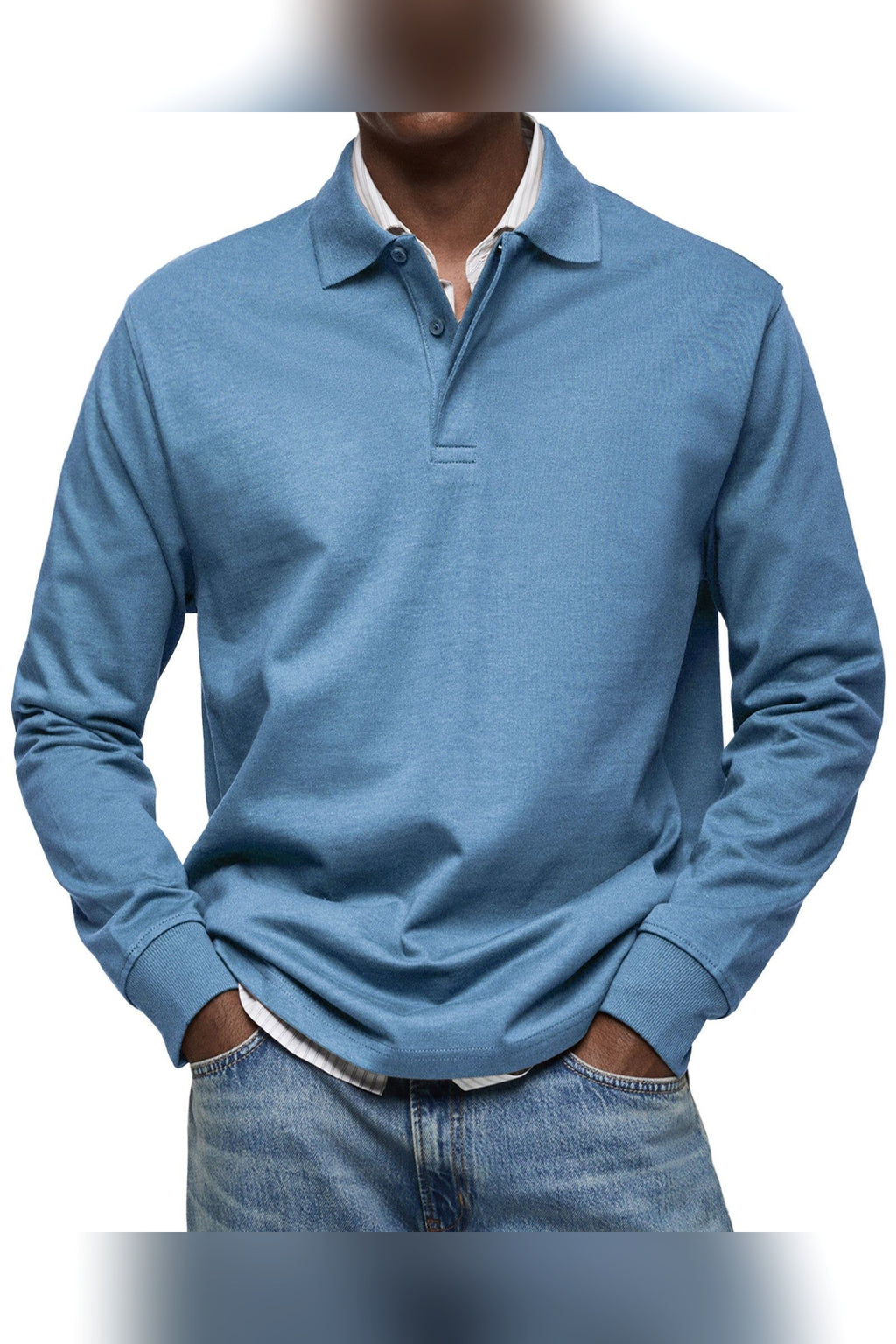 Polo de manga larga en azul