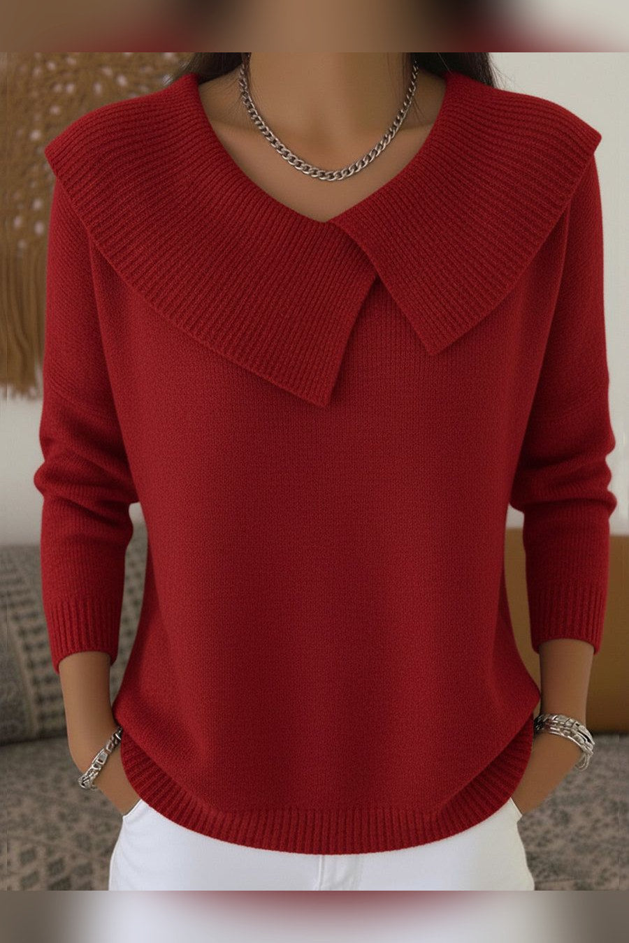 Jersey de cuello vuelto en rojo