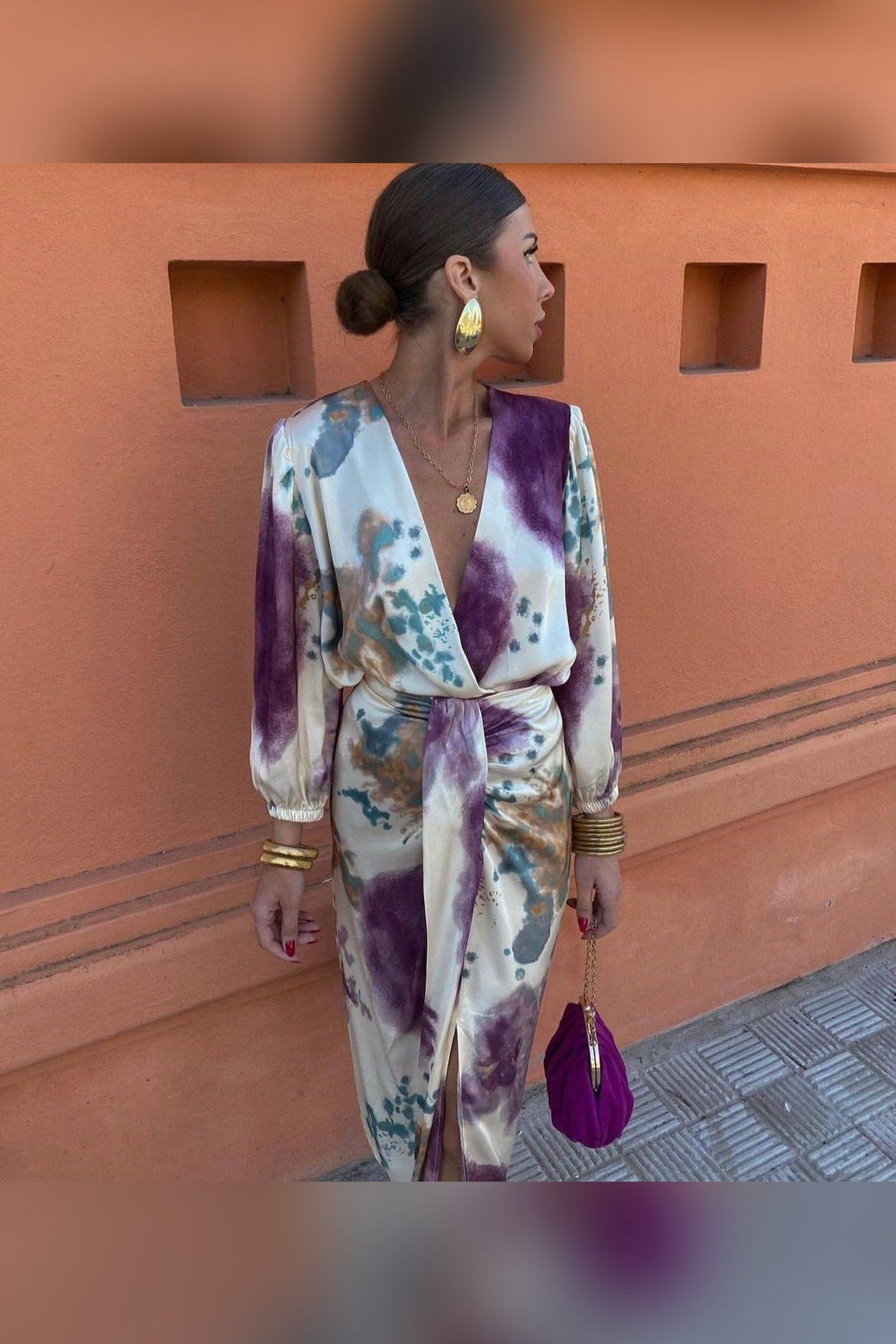 Berta — Vestido midi cruzado con cinturón — vista 2
