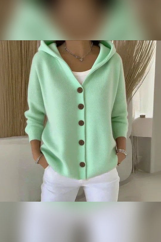 Chaqueta de punto con capucha en verde