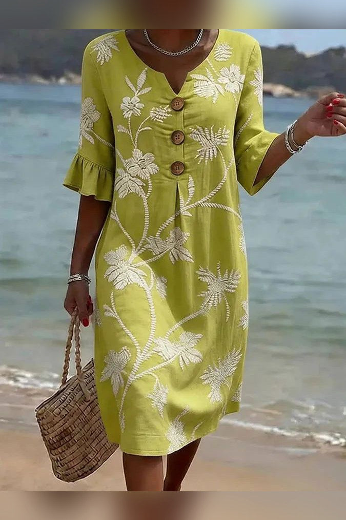 Vestido de estampado floral en amarillo