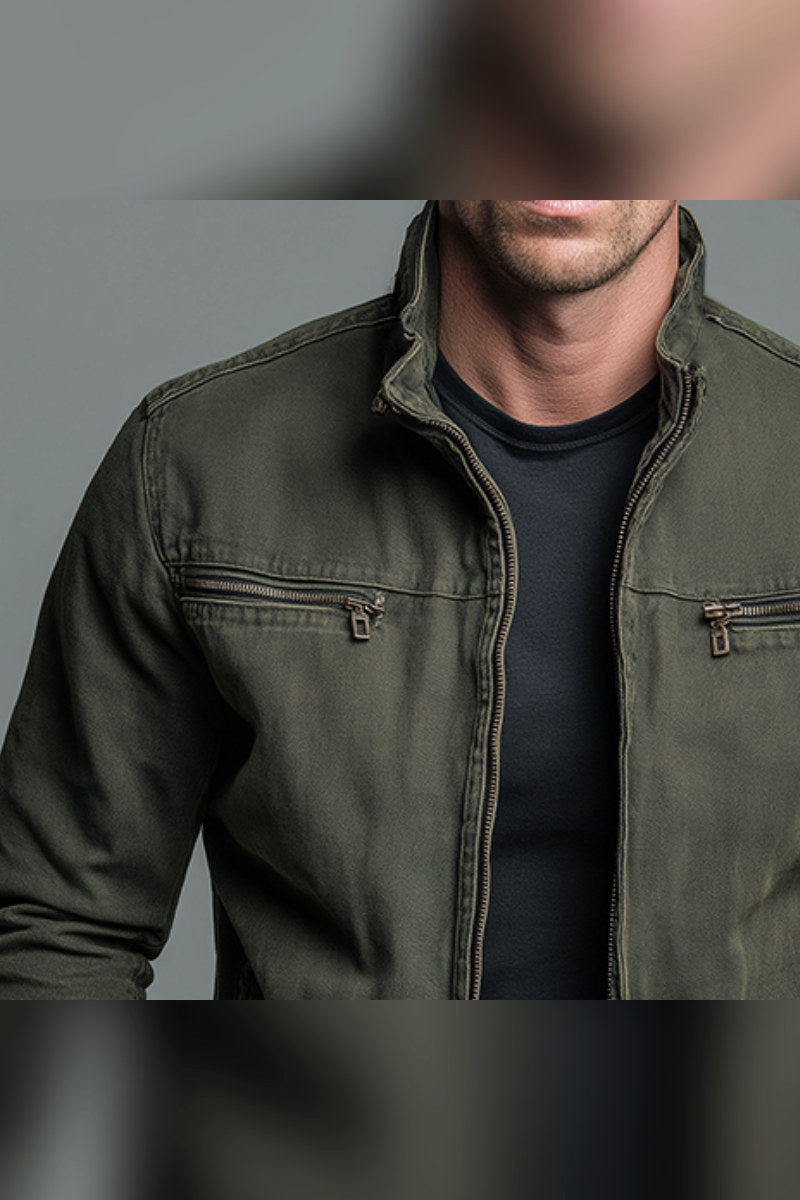 Chaqueta militar de algodón en verde oliva