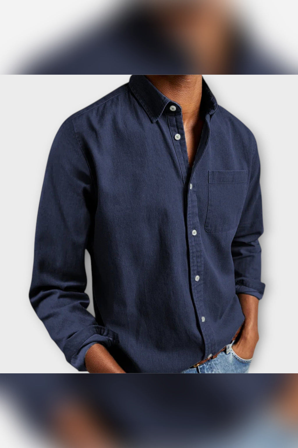 Camisa artesanal en azul oscuro