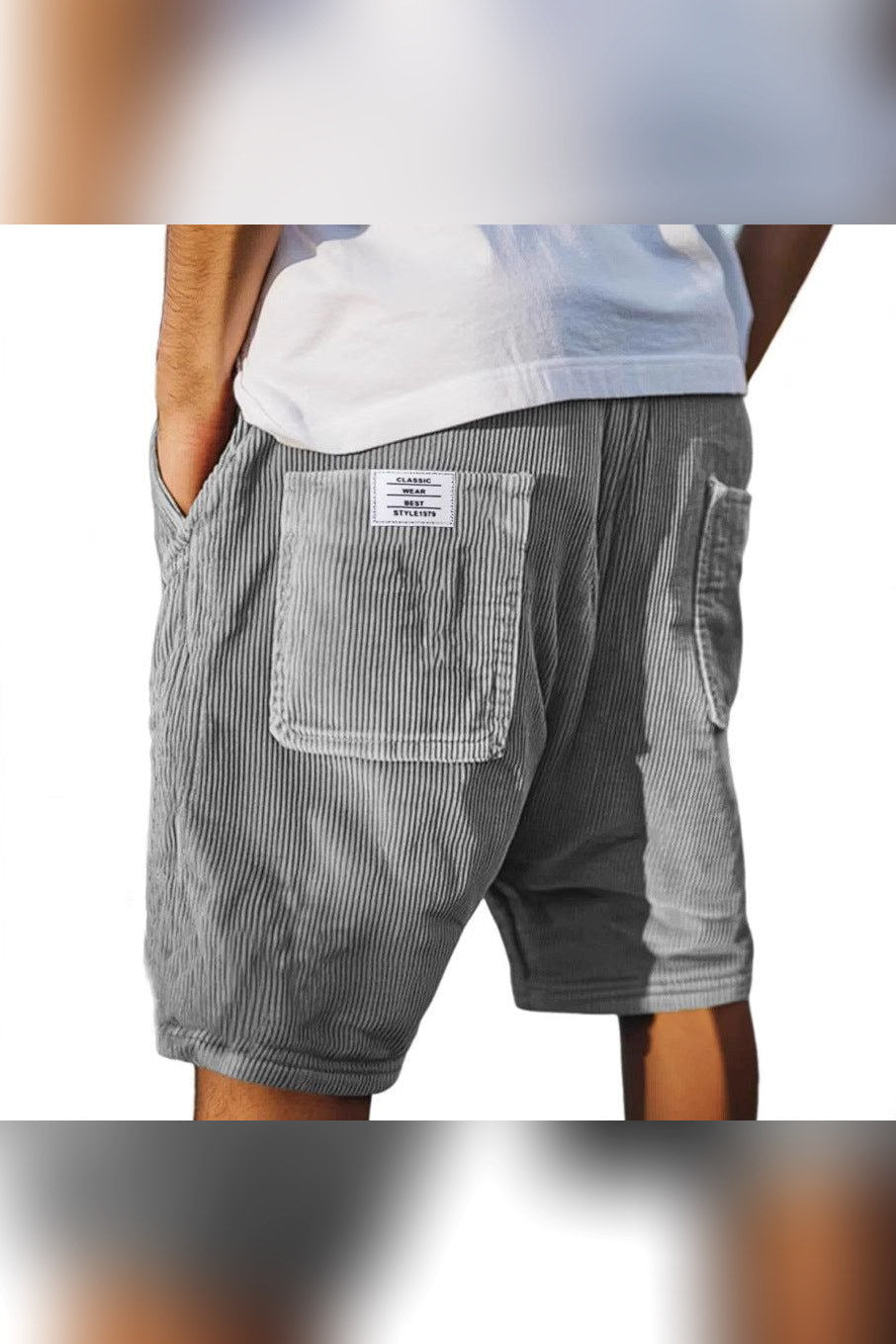Pantalón corto de pana en gris
