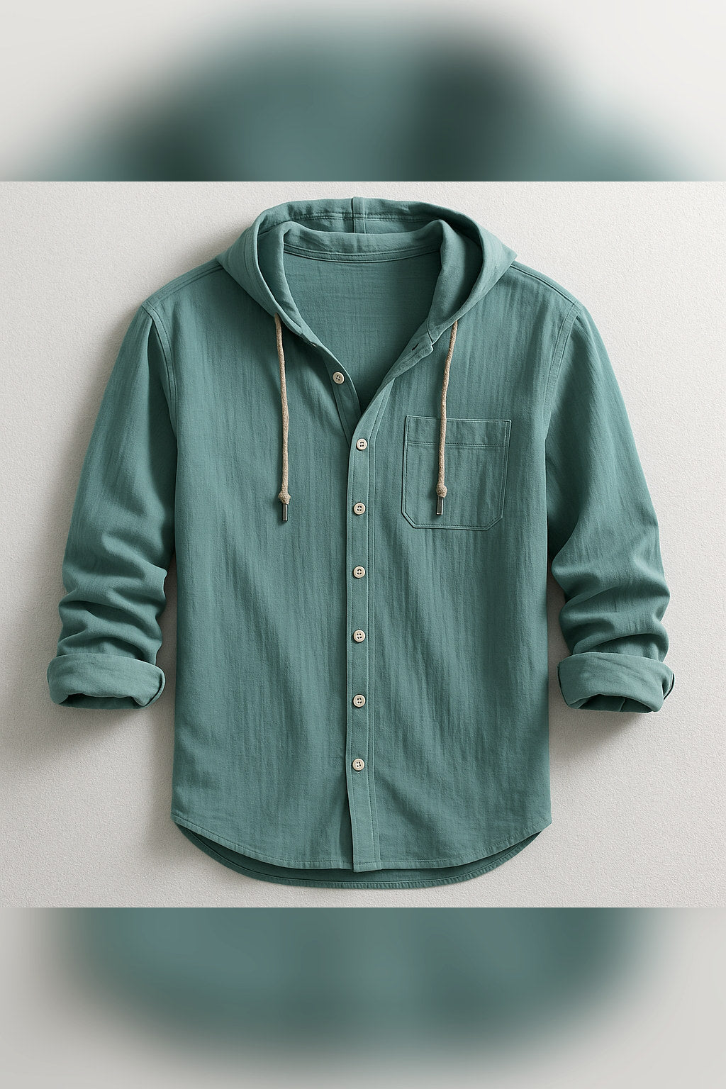 Camisa con capucha abotonada en verde