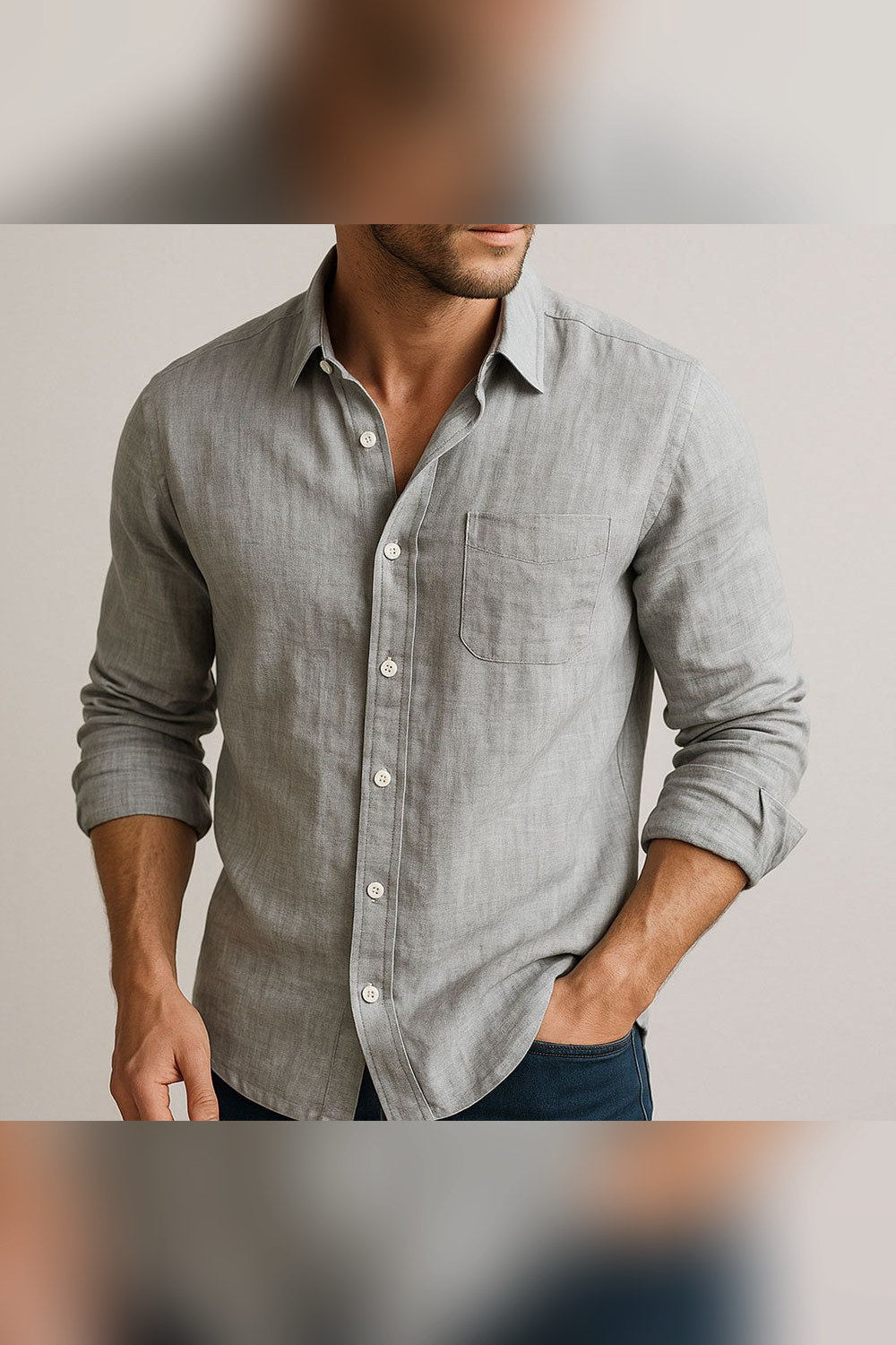 Camisa esencial de lino en gris