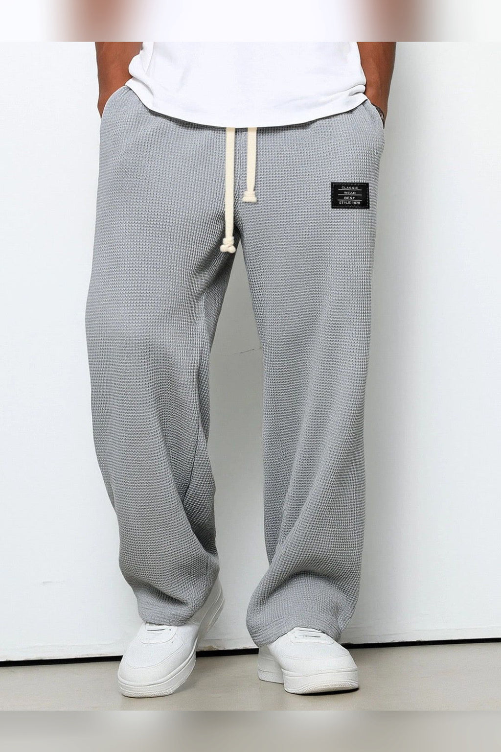Pantalón de lino de corte relajado en gris
