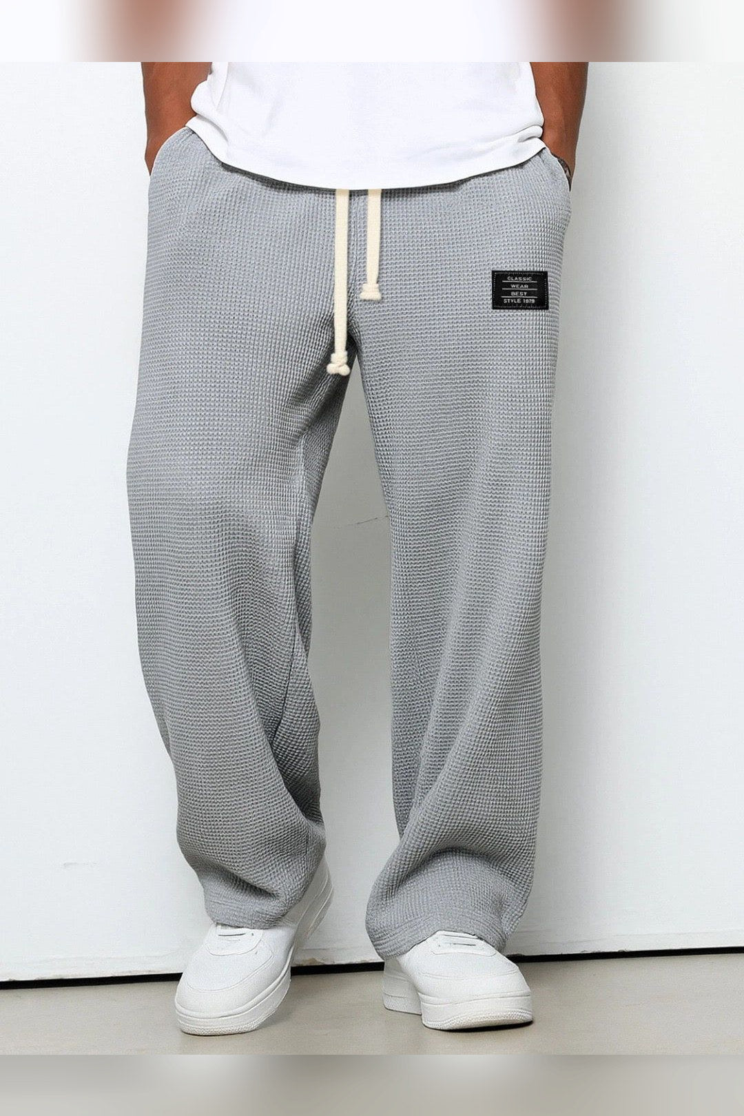 Pantalón de lino de corte relajado en gris