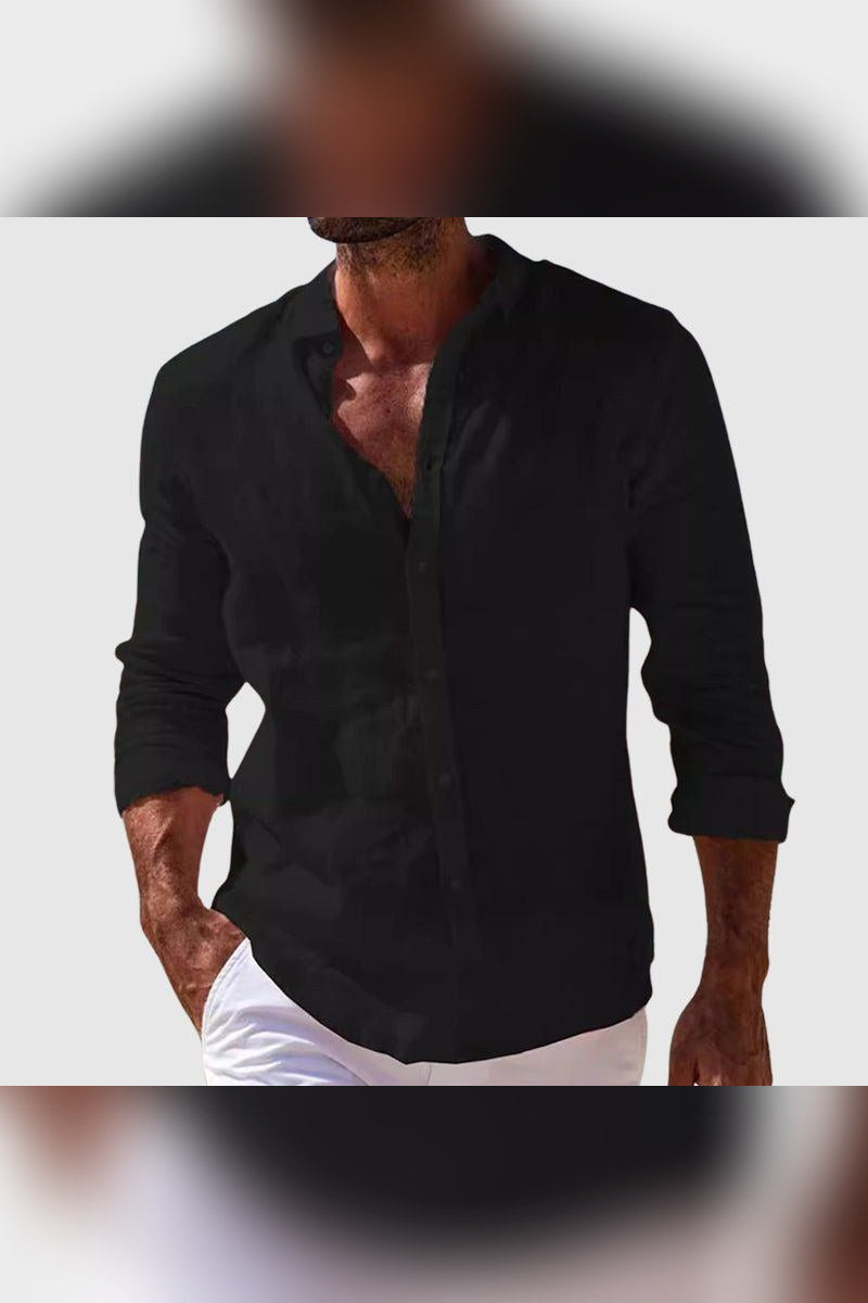 Camisa de lino de vestir en negro