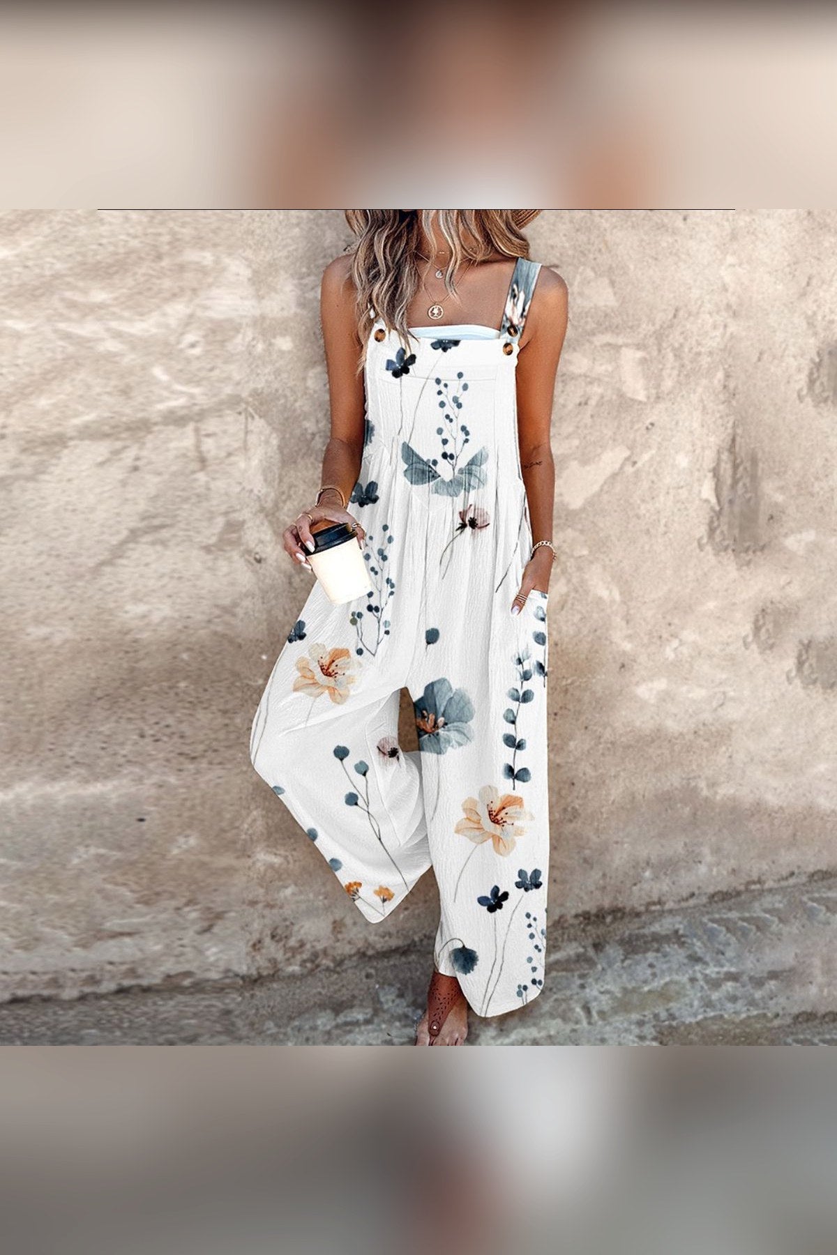 Peto estampado de tirantes en blanco