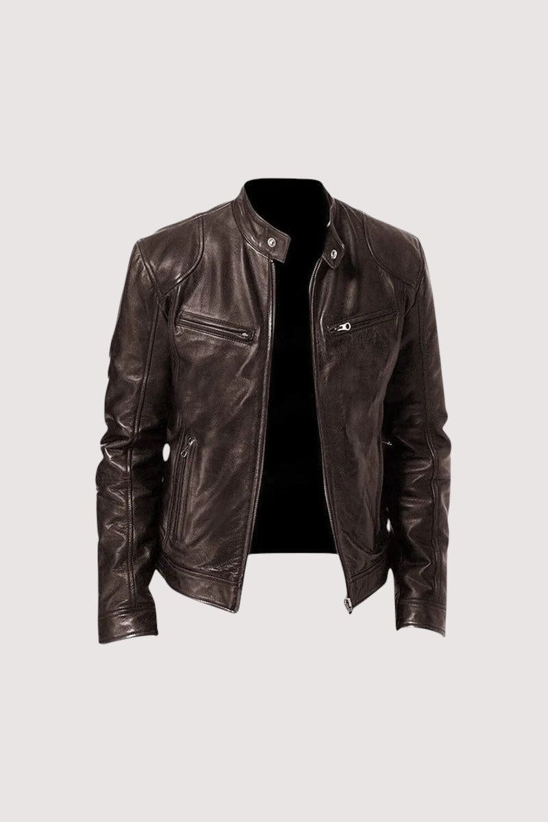 Chaqueta de piel en marrón oscuro