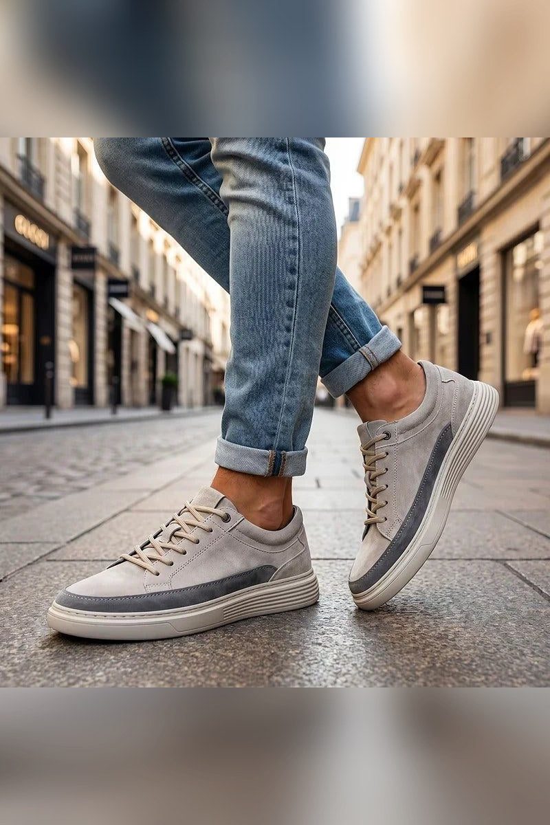 Zapatilla de ante con suela amortiguada en gris