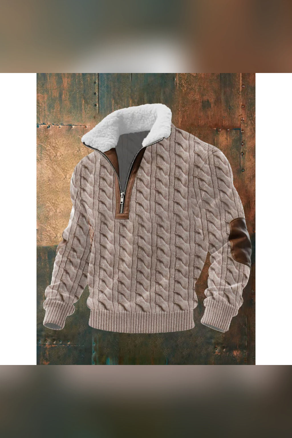 Jersey de cuello alto en forro polar en marrón claro