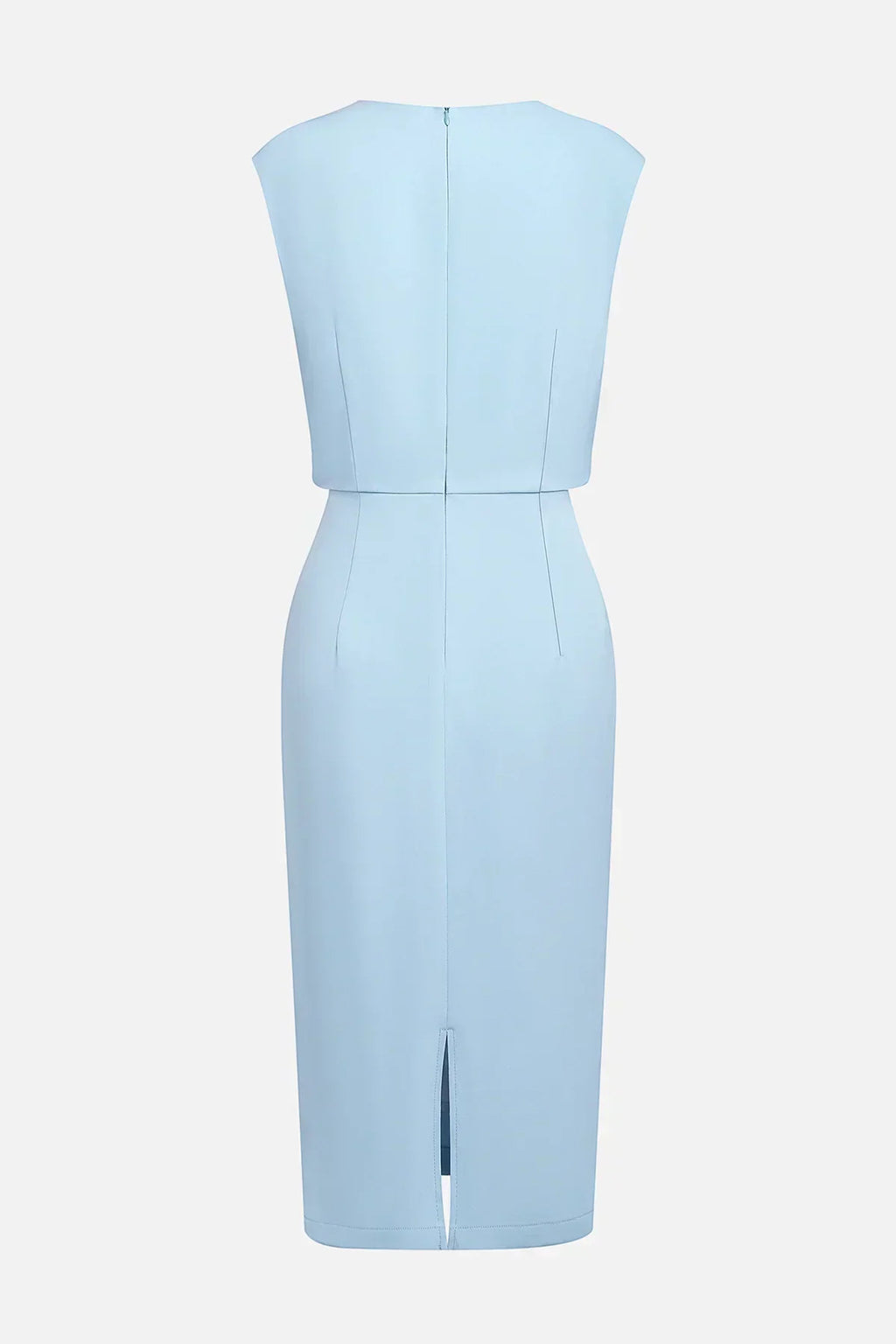Vestido midi drapeado en celeste