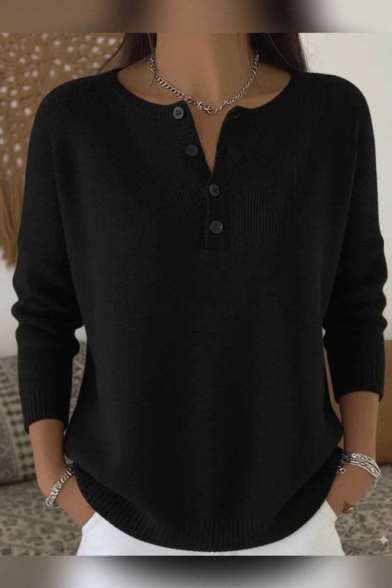 Jersey de punto con botones en negro