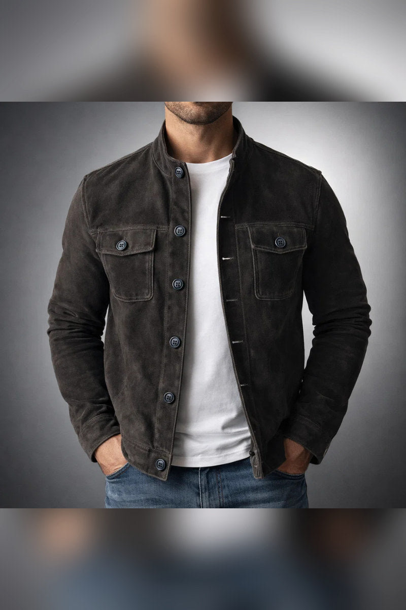 Bomber de ante con cuello elástico en negro