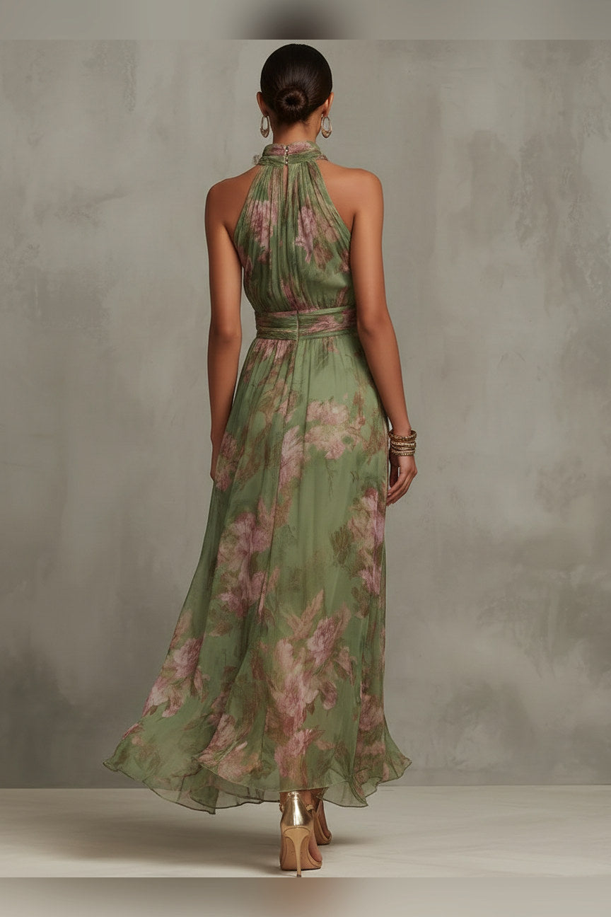 Lidia — Vestido largo halter floral — vista 4