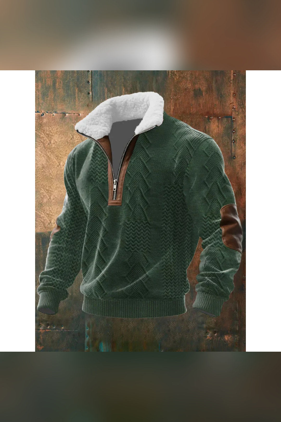 Jersey de cuello alto en forro polar en verde