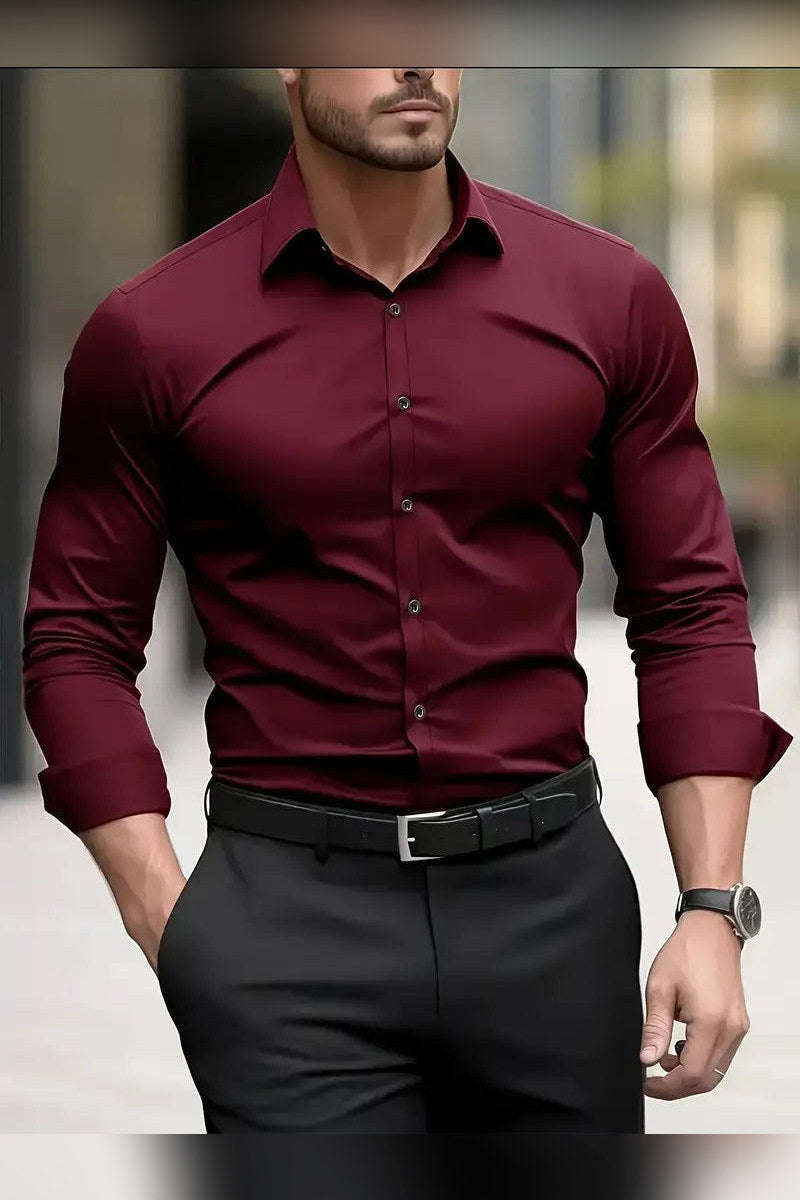 Camisa transpirable de manga larga en burdeos