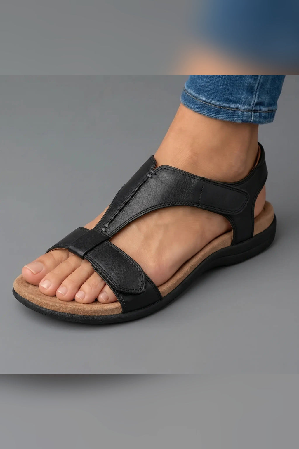 Sandalia ortopédica acolchada en negro