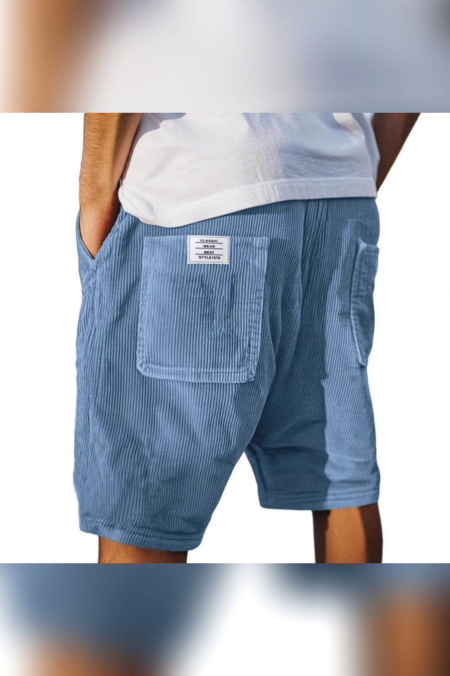 Pantalón corto de pana en azul