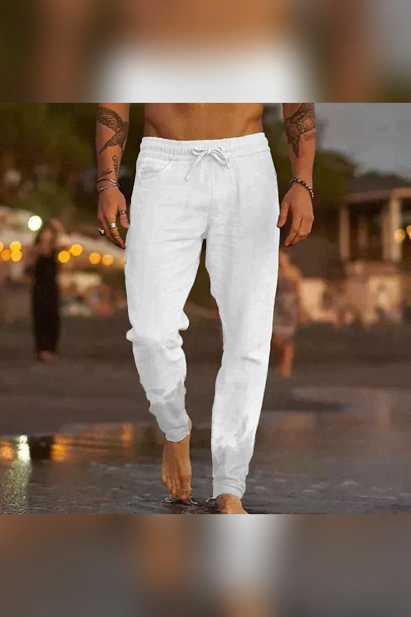 Pantalón de lino de verano en blanco